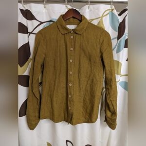 notPERFECTLINEN Bronze Brown Button-Up Shirt Size M